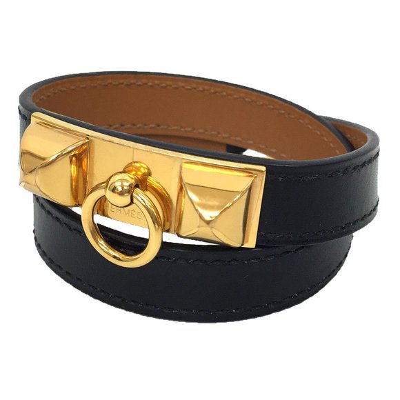 HERMES Black Leather Charm Bracelet - Picture 1 of 3